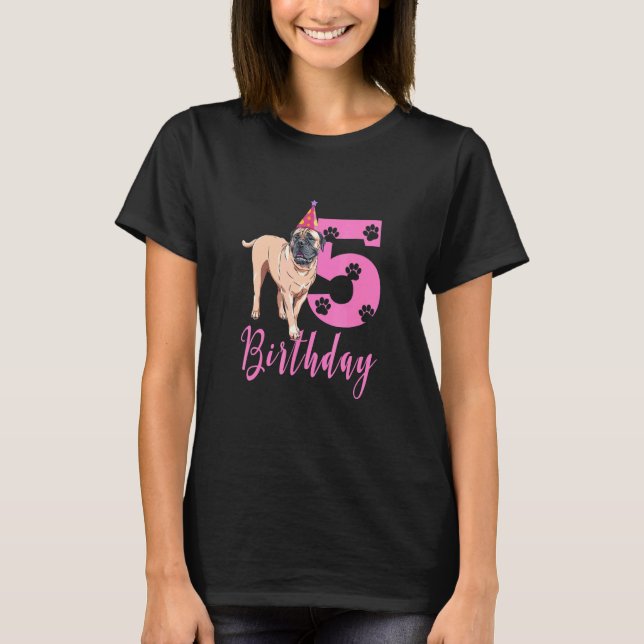 T-shirt Mignon Bullmastiff 5E Anniversaire (Devant)