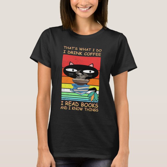  T-shirt mignon, café et livres (Devant)