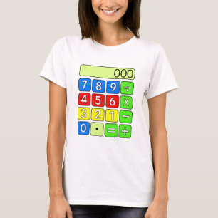 T-shirt Mignon Calculatrice de Maths Nombres Dessin Animé