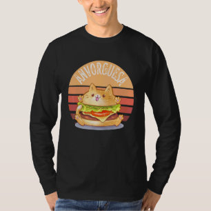 T-shirt Mignon Chat Anvorguesa Mème Burger Hamburger Minou