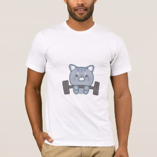 T-shirt mignon chat gymnase design chat gym amant design