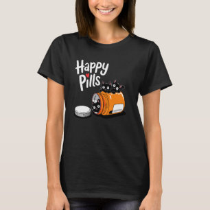 T-shirt Mignon Chat Happy Pilules Drôle Chat Blague Amoure
