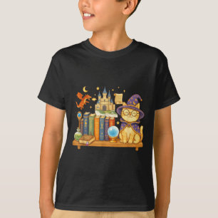 T-shirt Mignon chat kawaii livres magicien