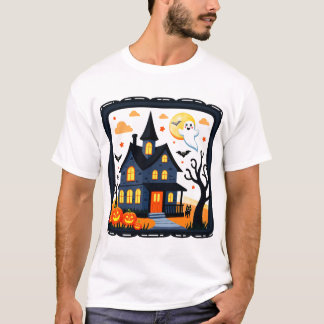T-shirt Mignon chat noir et citrouille Halloween drôle pou