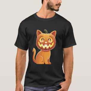T-shirt Mignon chat orange Halloween Jack-O-Lantern Citrou
