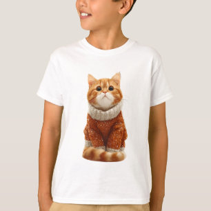 T-shirt Mignon Chat Orange Sweater Confortable Enfants
