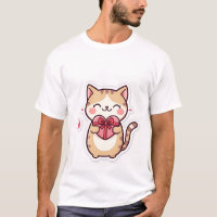 Mignon Chat Roux Kawaii Tenant une Boîte Cadeau en