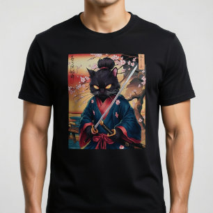 T-shirt Mignon chat samouraï japonais