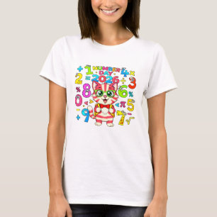 T-shirt Mignon Chemise Carton Renard Nombres Maths Enfants