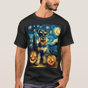 T-shirt Mignon chien schnauzer miniature Halloween Jack O