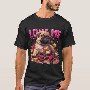 T-shirt Mignon chiot Pug avec chocolats de la Saint-Valent
