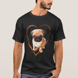 T-shirt Mignon chiot Pug dans un cœur