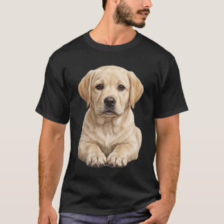 T-shirt Mignon Chiots Labrador Retriever Jaune | R