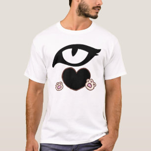 T-shirt Mignon cœur de patte de chat avec des yeux Kawaii