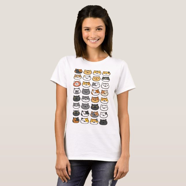 T-shirt mignon de chat de chaton et de chaton (Devant entier)