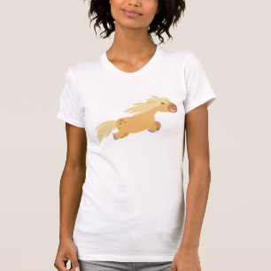 T-shirt mignon de femmes de poney de palomino de