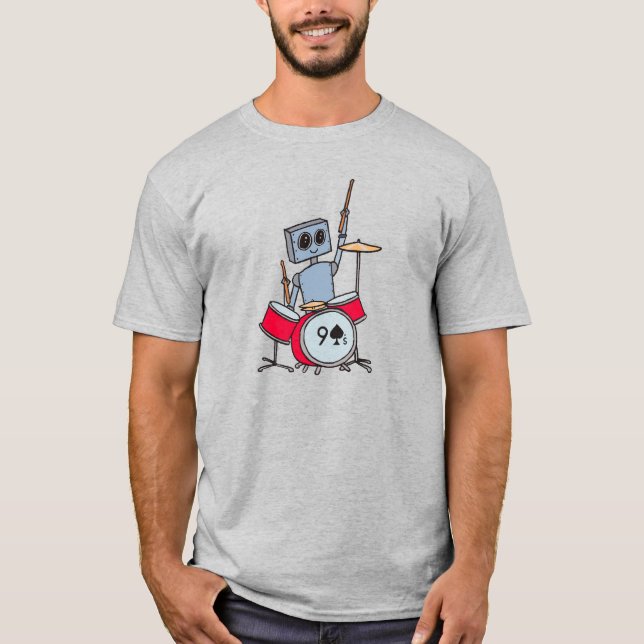 T-shirt mignon de robot de batteur (Devant)