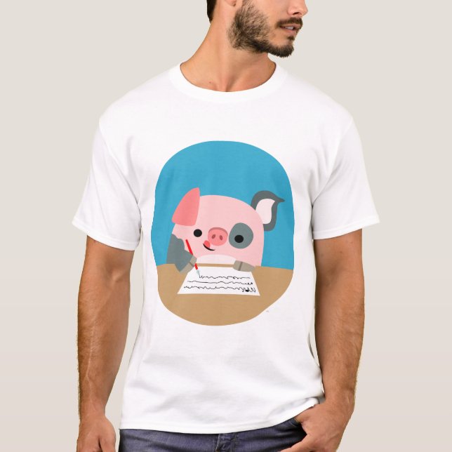 T-shirt mignon d'enfants de porc d'écriture de (Devant)