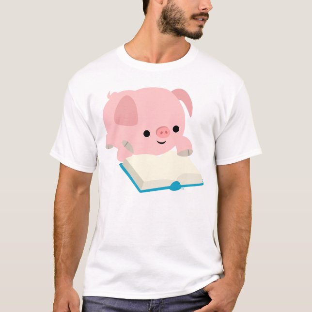 T-shirt mignon d'enfants de porcelet de lecture de (Devant)