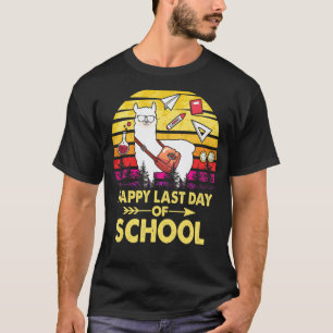 T-shirt Mignon dernier jour d'école lama vintage heureux