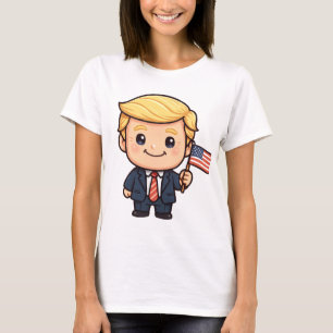 T-shirt mignon dessin animé Trump Drapeau améric