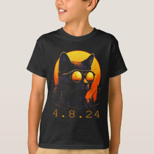T-shirt Mignon Éclipse Solaire Chat Noir Éclipse