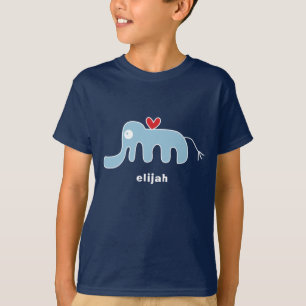 T-shirt Mignon Éléphant Bleu de Dessin Animé Enfant