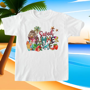 T-shirt mignon enfants unisex doux temps d'été mot art