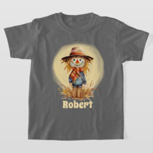 T-shirt mignon épouvantail d'automne ajouter nom enfants