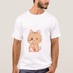 T-shirt mignon étudiant en chat   Conception amoureux des 
