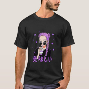 T-shirt Mignon fille d'anime Japon Teens Thé aux perles Aq