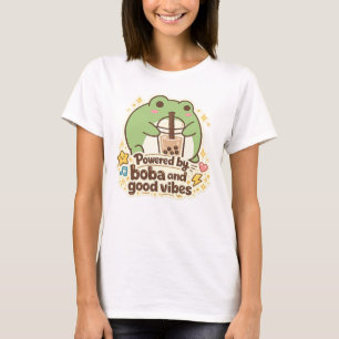 T-shirt Mignon FROG buvant du bubble tea, thé aux perles
