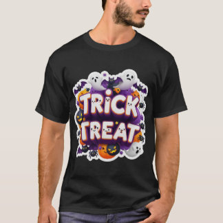 T-shirt Mignon graphique Halloween Trick Treat 3D avec des