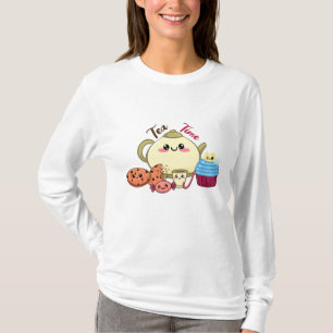 T-shirt Mignon Illustration de l'heure du thé et des frian