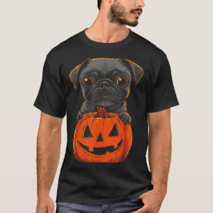 T-shirt Mignon Jack O Lantern Citrouille Halloween Pug Noi