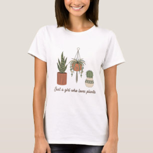 T-shirt Mignon "Juste une fille qui aime les plantes" Rétr