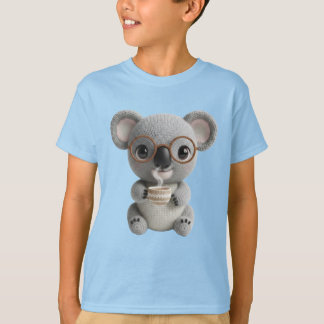 T-shirt Mignon koala au crochet tenant un café – Art anima