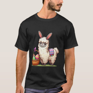T-shirt Mignon Lama Oreille de Lapin Chasse aux œufs de Pâ