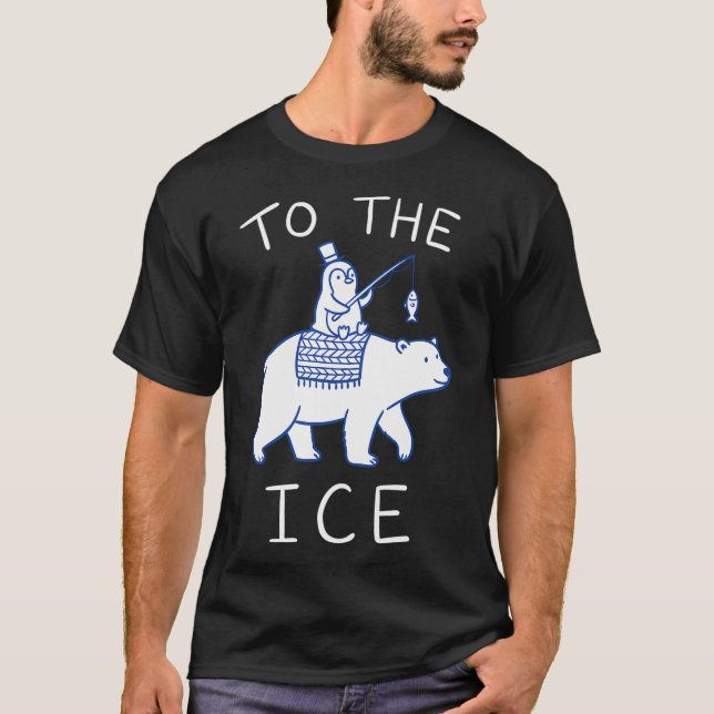 T-shirt Mignon manchot chevauchant un ours polaire (Devant)