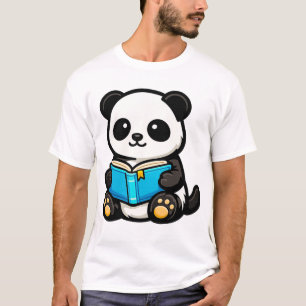 T-shirt mignon panda de lecture Kawaii dessin anim