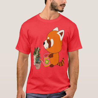 T-shirt mignon panda rouge eau le plante