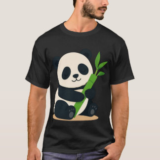 T-shirt Mignon panda tenant bambou bébé panda kawaii