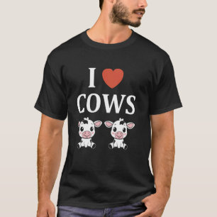 T-shirt Mignon petit vache Drôle minimaliste simple j'aime