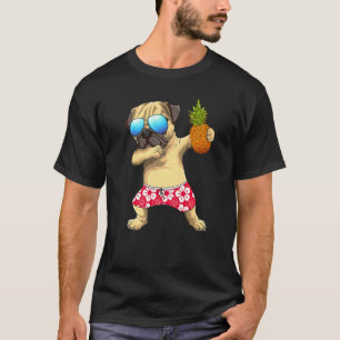 T-shirt Mignon Pug en Dab Pineapple Fruit Tropical Été