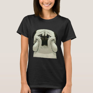 T-shirt Mignon Pug tenant de grosses joues Classique 105