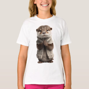 T-shirt Mignon Pull Douillet Loutre Enfants