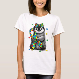 T-shirt Mignon Ruban de Puzzle de la Sensibilisation à l'A