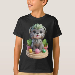 T-shirt Mignon Succulent Affenpinscher Chien Singe Gris