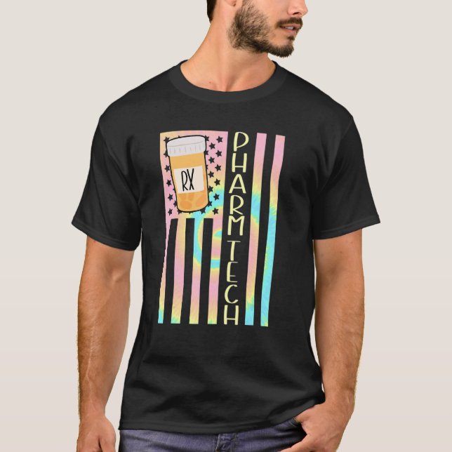 T-shirt mignon technicien en pharmacie pharm Drapeau améri (Devant)