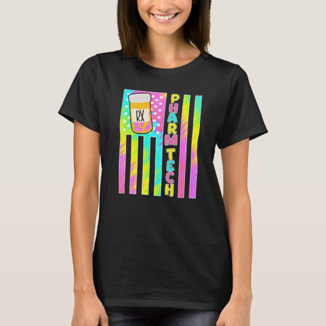 T-shirt mignon technicien en pharmacie pharm Drapeau améri (Devant)